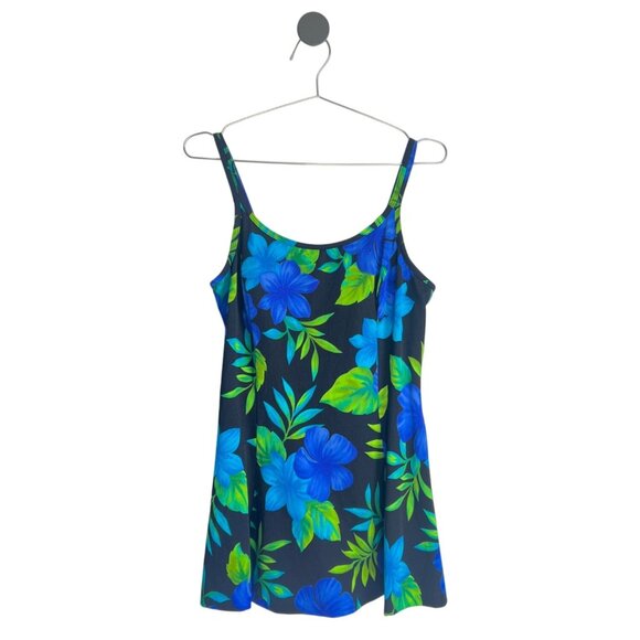 Vintage Inches Away Floral One-Piece Swimdress Size 12 - Picture 1 of 5